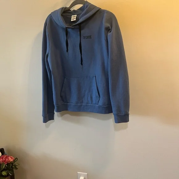 PINK Victoria's Secret Dusty Blue Pullover Hoodie Size Large - Picture 8 of 14